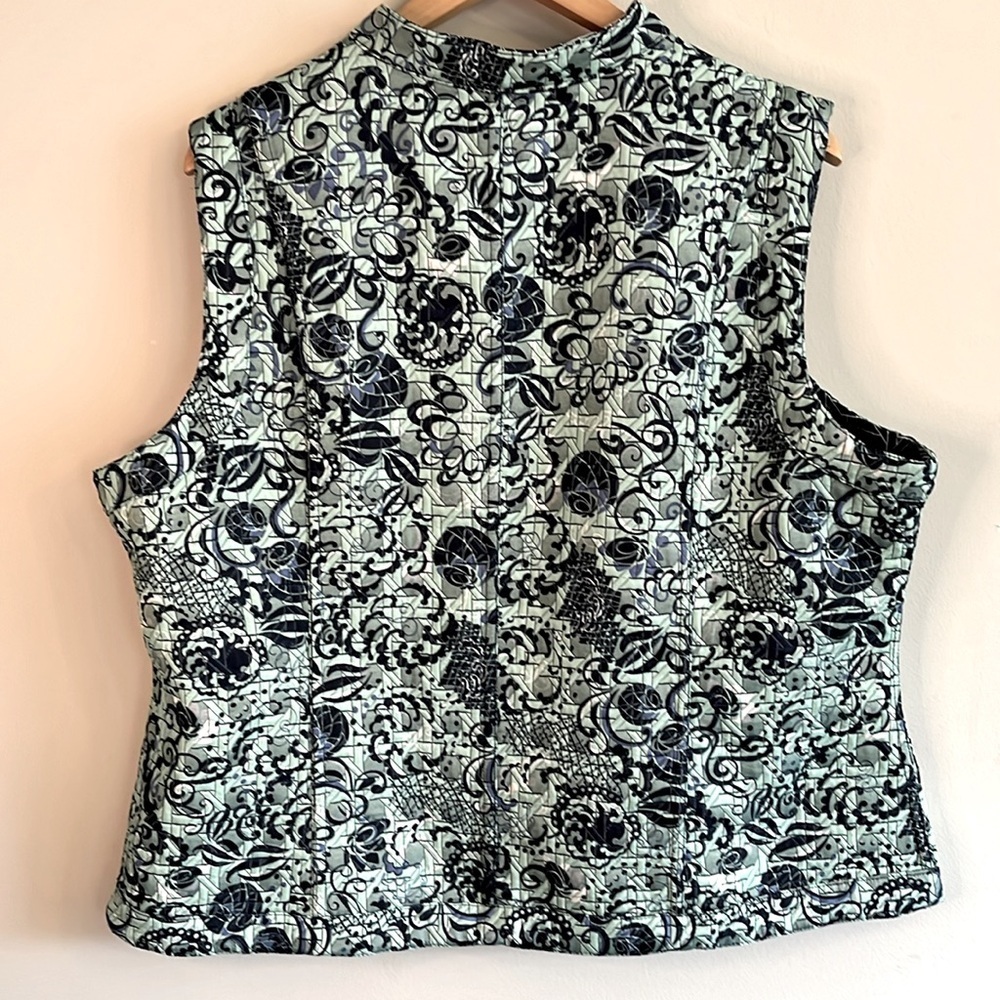 QUILTED Artisan Vest REVERSIBLE Floral Geometric Patterns Size XL Snaps - Picture 5 of 5